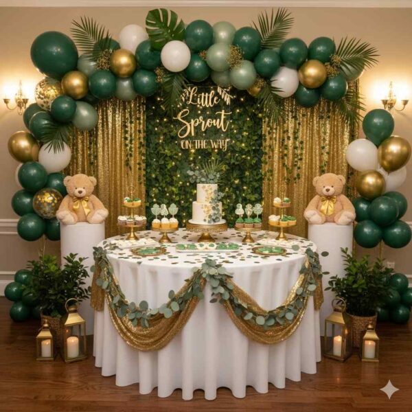 Green and Gold Baby Shower Decor - Image 16
