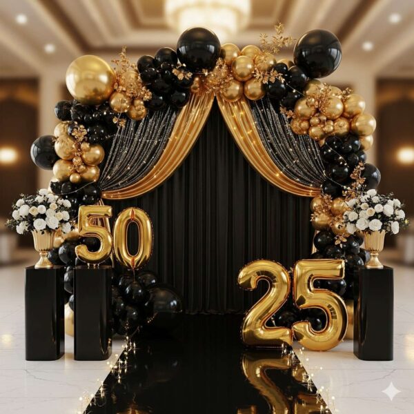 Gold and Black Anniversary Decor - Image 13