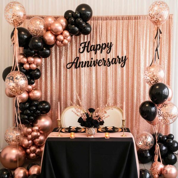 Rose Gold And Black Anniversary Surprise - Image 16