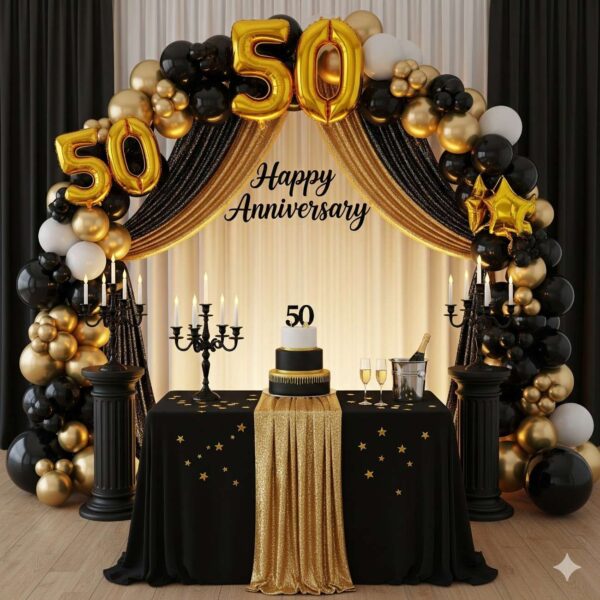 Gold and Black Anniversary Decor - Image 15