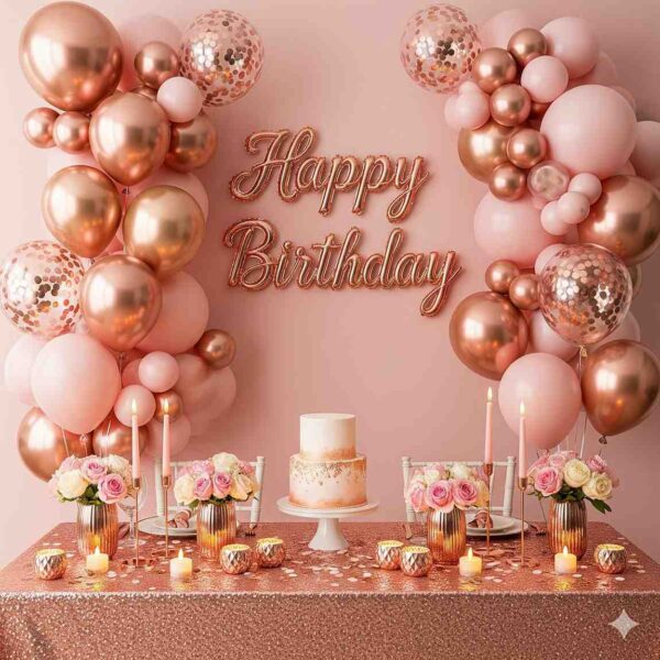 Rose Gold Radiance Birthday Decor - Image 16