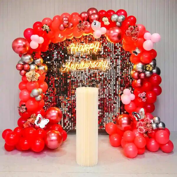 Silver and Red Sequin Anniversary Decoration