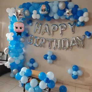 Blue And Silver Themed Anniversary Decor