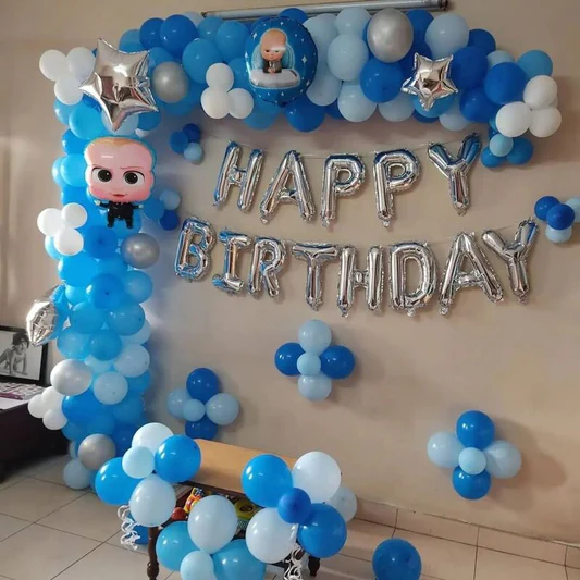 Blue And Silver Themed Anniversary Decor